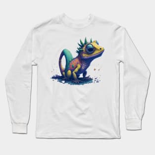 Gamer's Perfect Illustration - Cute Colorful Gekko Long Sleeve T-Shirt